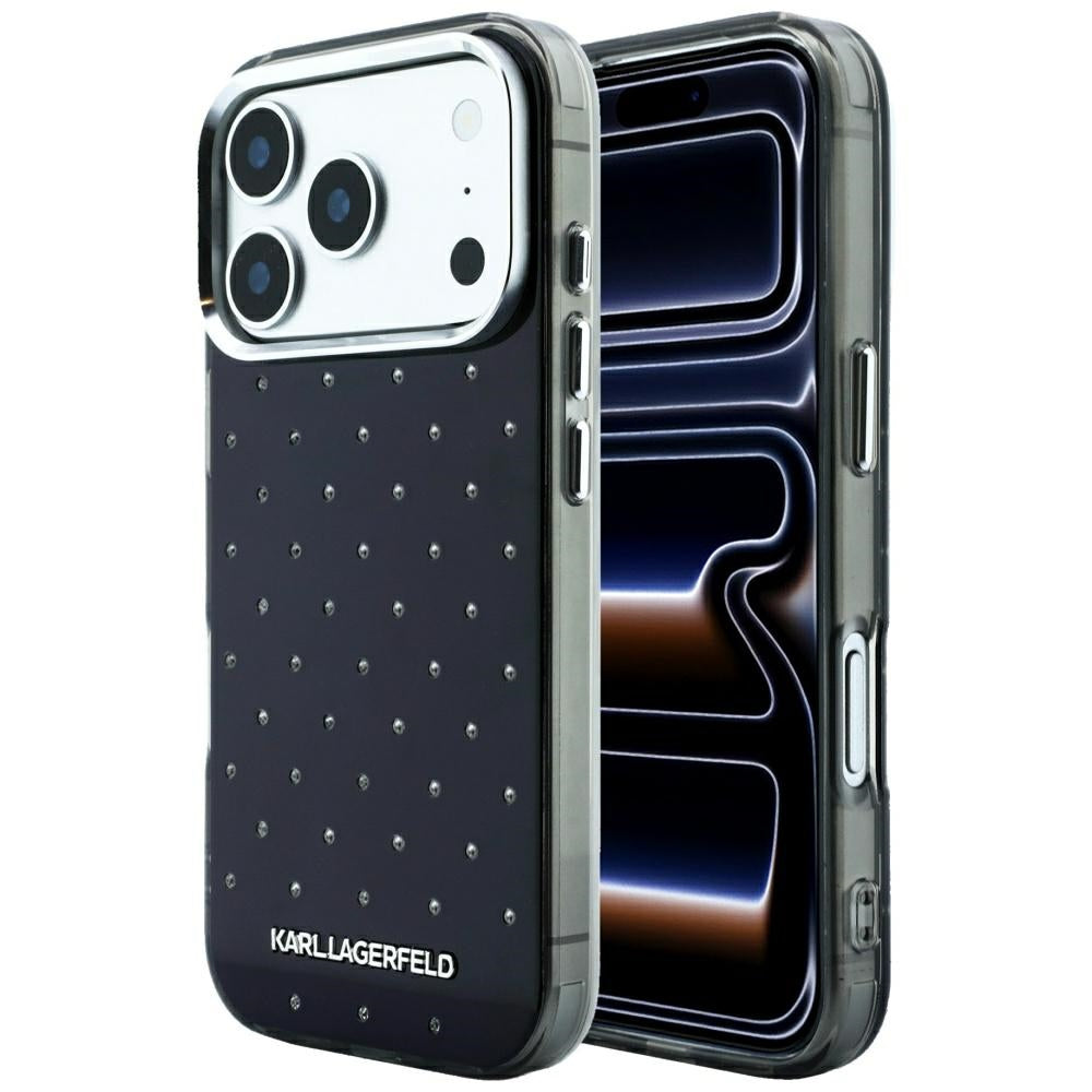 Case for Apple iPhone 18 Pro / 17 Pro, Karl Lagerfeld, IML Rhinestones and Electroplated Logo, Black