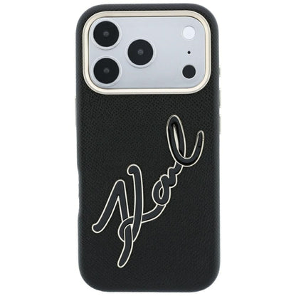Custodia per Apple iPhone 18 Pro / 17 Pro, Karl Lagerfeld, Smooth Big Resin Signature Logo, Nera