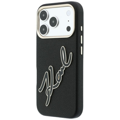Custodia per Apple iPhone 18 Pro / 17 Pro, Karl Lagerfeld, Smooth Big Resin Signature Logo, Nera