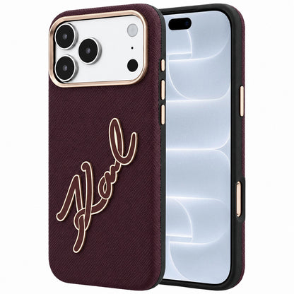 Custodia per Apple iPhone 18 Pro / 17 Pro, Karl Lagerfeld, Smooth Big Resin Signature Logo, Vinaccia