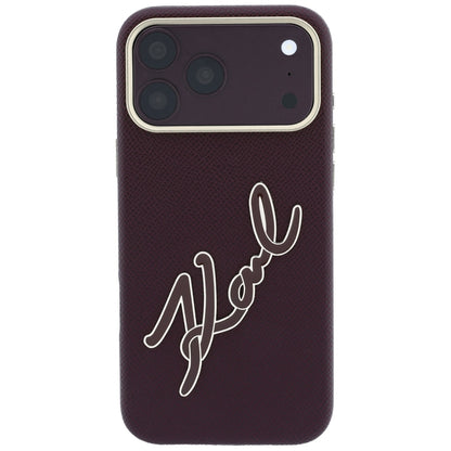 Custodia per Apple iPhone 18 Pro / 17 Pro, Karl Lagerfeld, Smooth Big Resin Signature Logo, Vinaccia