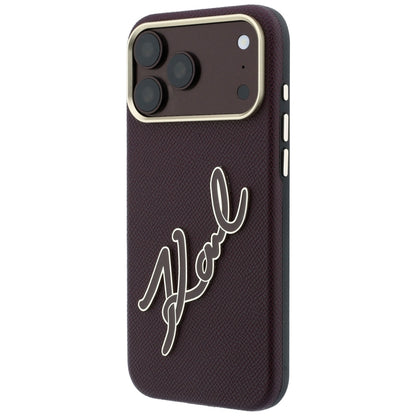 Custodia per Apple iPhone 18 Pro / 17 Pro, Karl Lagerfeld, Smooth Big Resin Signature Logo, Vinaccia