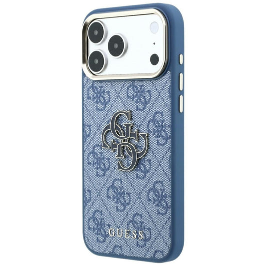 Custodia per Apple iPhone 18 Pro Max / 17 Pro Max, Guess, Logo 4G Grande in Resina, Blu