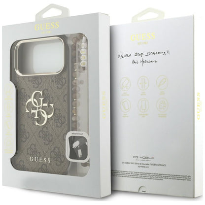 Custodia per Apple iPhone 18 Pro Max / 17 Pro Max, Guess, 4G Classic Logo con Cinturino, Marrone Dorato