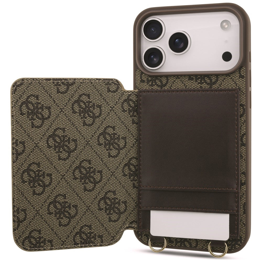 Custodia per Apple iPhone 18 Pro Max / 17 Pro Max, Guess, 4G Crossbody Cardslot, Marrone