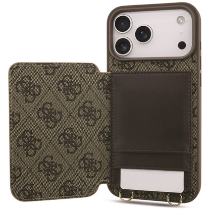 Custodia per Apple iPhone 18 Pro Max / 17 Pro Max, Guess, 4G Crossbody Cardslot, Marrone