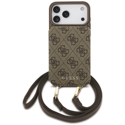 Custodia per Apple iPhone 18 Pro Max / 17 Pro Max, Guess, 4G Crossbody Cardslot, Marrone