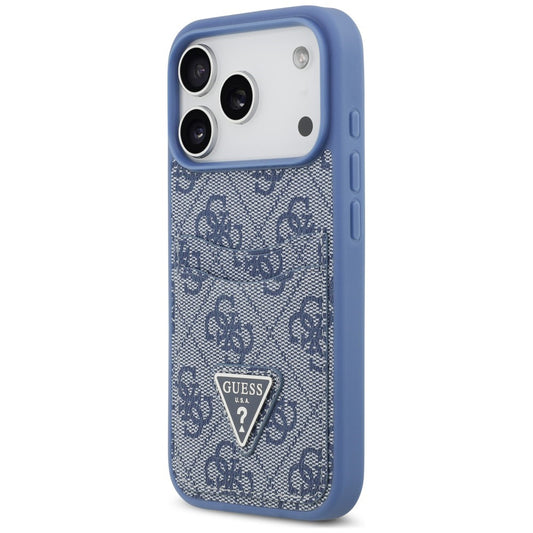 Custodia per Apple iPhone 18 Pro Max / 17 Pro Max, Guess, 4G Double Card Triangle, blu
