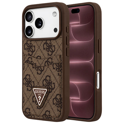 Custodia per Apple iPhone 18 Pro Max / 17 Pro Max, Guess, 4G Double Card Triangle, Marrone