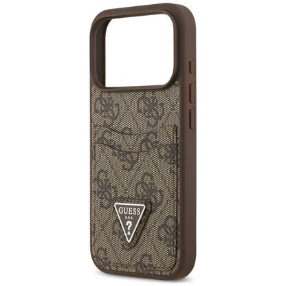 Custodia per Apple iPhone 18 Pro Max / 17 Pro Max, Guess, 4G Double Card Triangle, Marrone