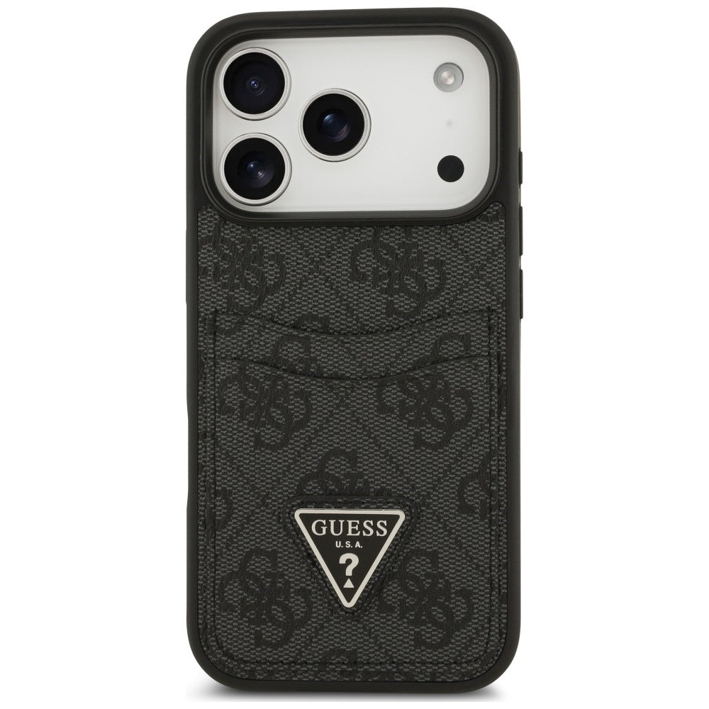 Custodia per Apple iPhone 18 Pro Max / 17 Pro Max, Guess, 4G Double Card Triangle, nera