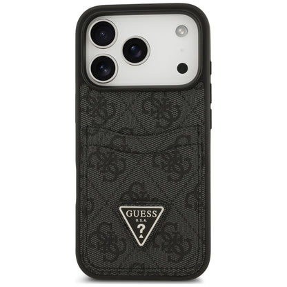 Custodia per Apple iPhone 18 Pro Max / 17 Pro Max, Guess, 4G Double Card Triangle, nera