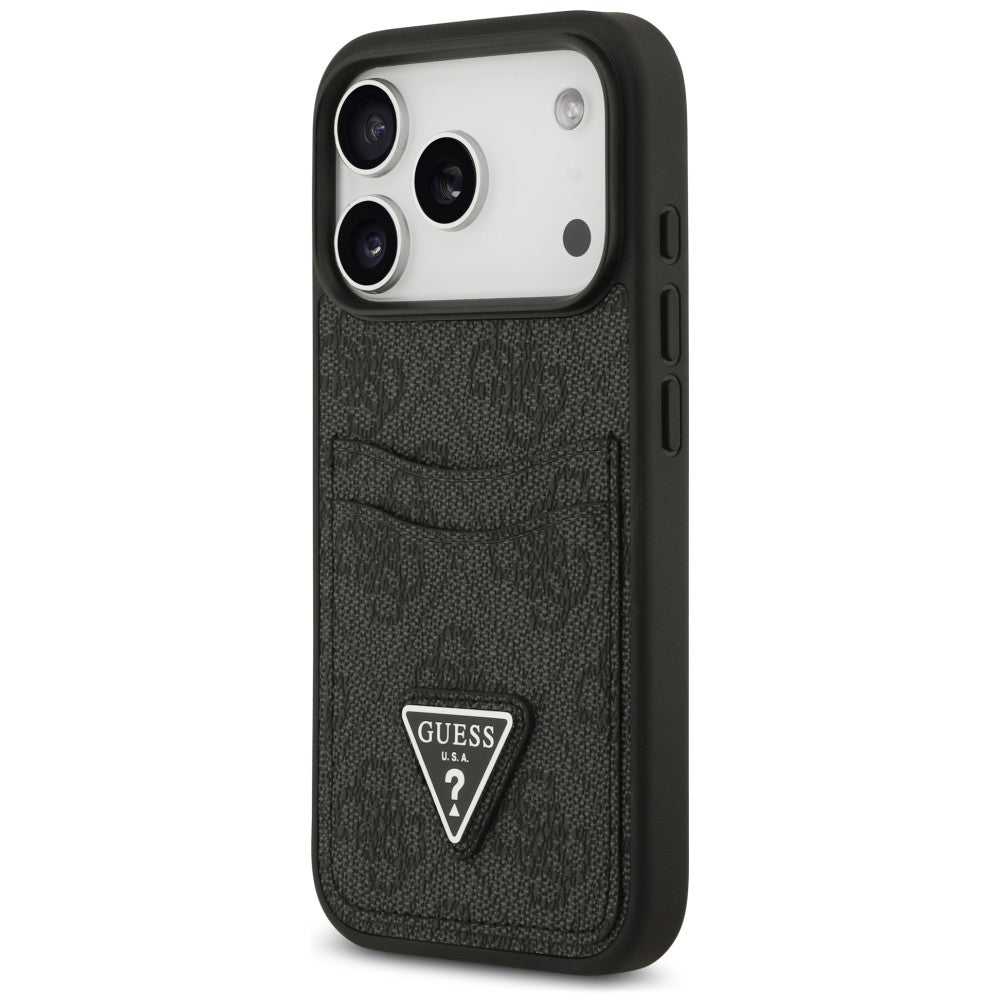Custodia per Apple iPhone 18 Pro Max / 17 Pro Max, Guess, 4G Double Card Triangle, nera