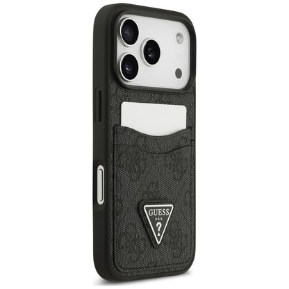 Custodia per Apple iPhone 18 Pro Max / 17 Pro Max, Guess, 4G Double Card Triangle, nera