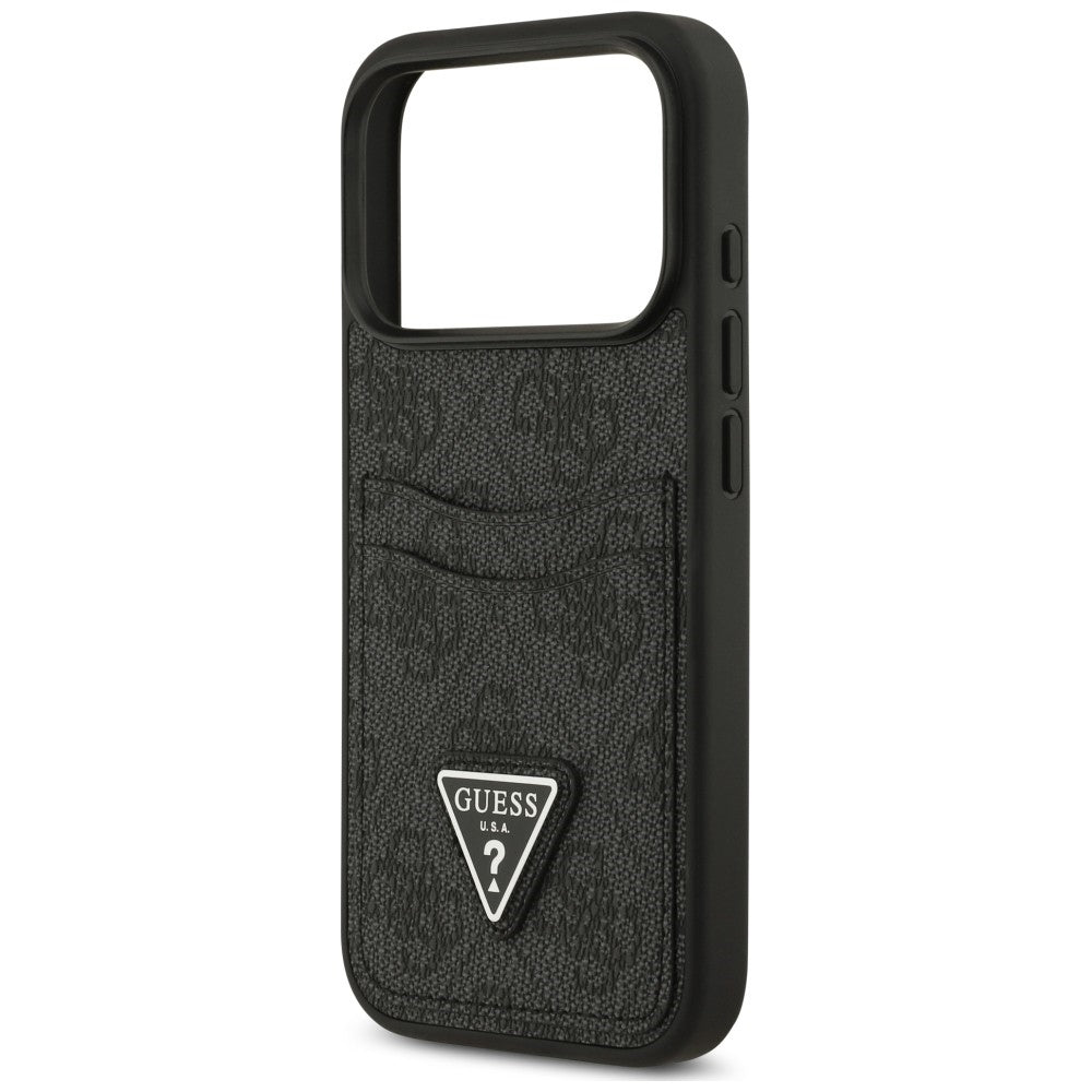 Custodia per Apple iPhone 18 Pro Max / 17 Pro Max, Guess, 4G Double Card Triangle, nera