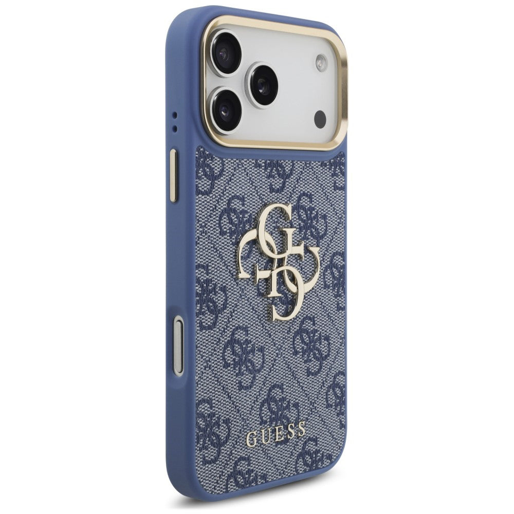 Custodia per Apple iPhone 18 Pro Max / 17 Pro Max, Guess, Big 4G Classic Logo & Big Strap Metal Buttons, Blu