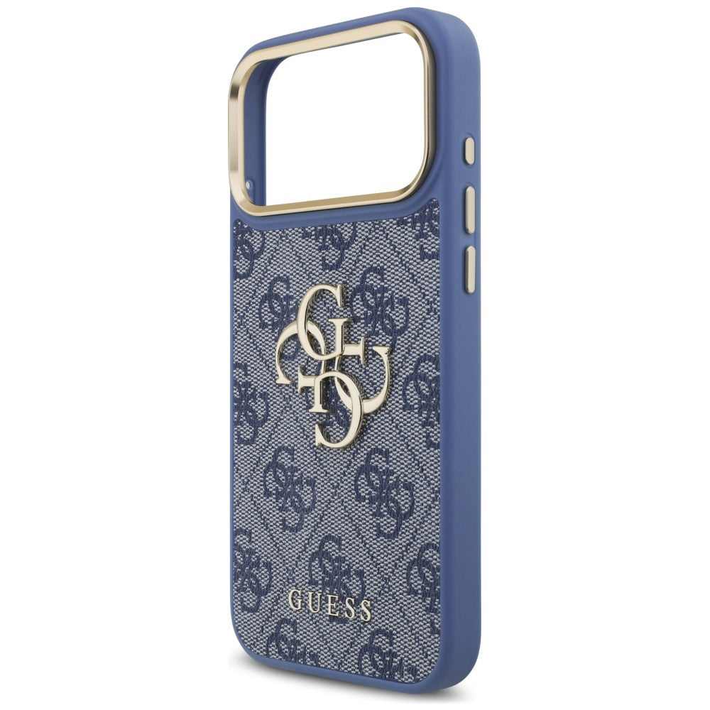 Custodia per Apple iPhone 18 Pro Max / 17 Pro Max, Guess, Big 4G Classic Logo & Big Strap Metal Buttons, Blu
