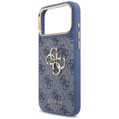 Custodia per Apple iPhone 18 Pro Max / 17 Pro Max, Guess, Big 4G Classic Logo & Big Strap Metal Buttons, Blu