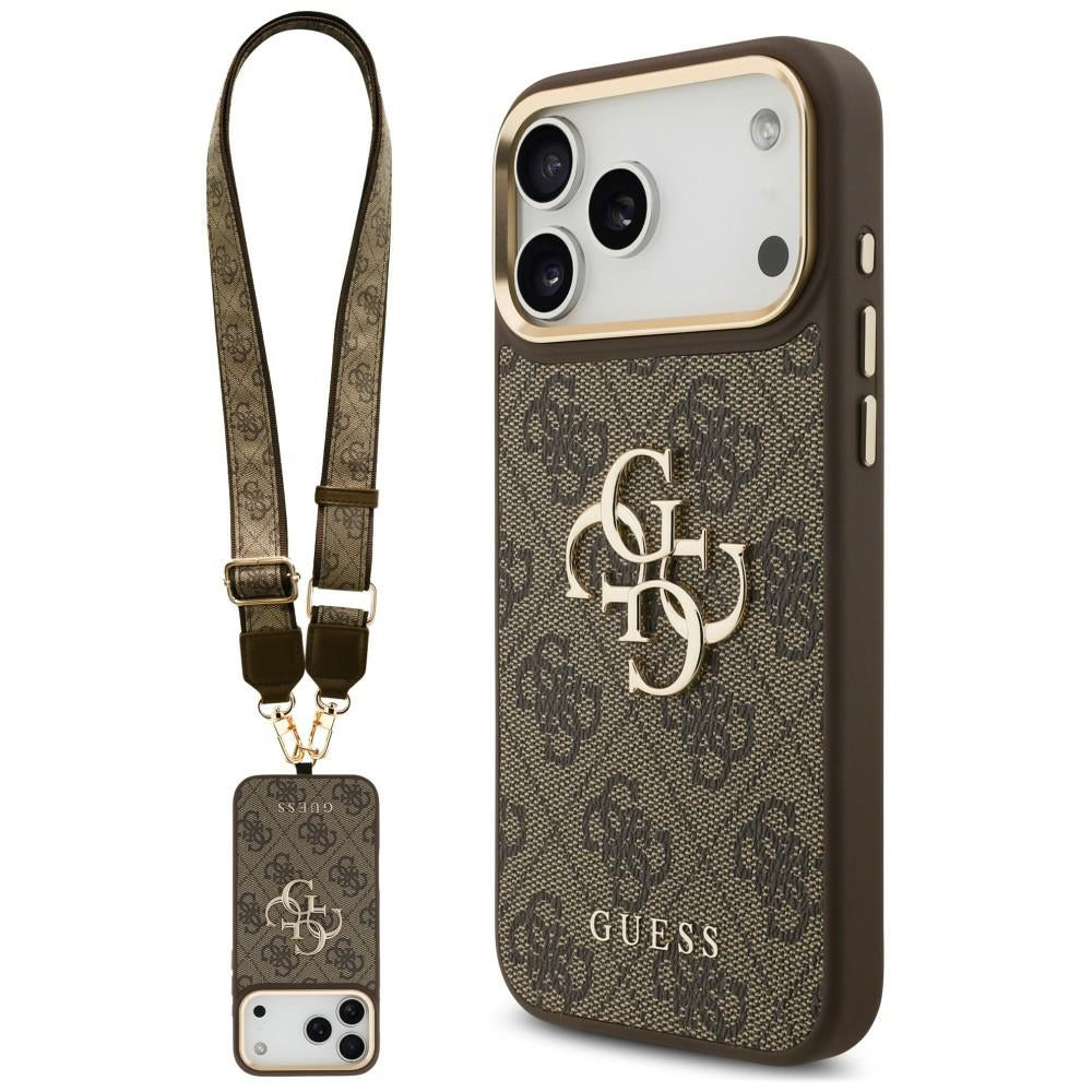 Custodia per Apple iPhone 18 Pro Max / 17 Pro Max, Guess, Big 4G Classic Logo & Big Strap Metal Buttons, Marrone