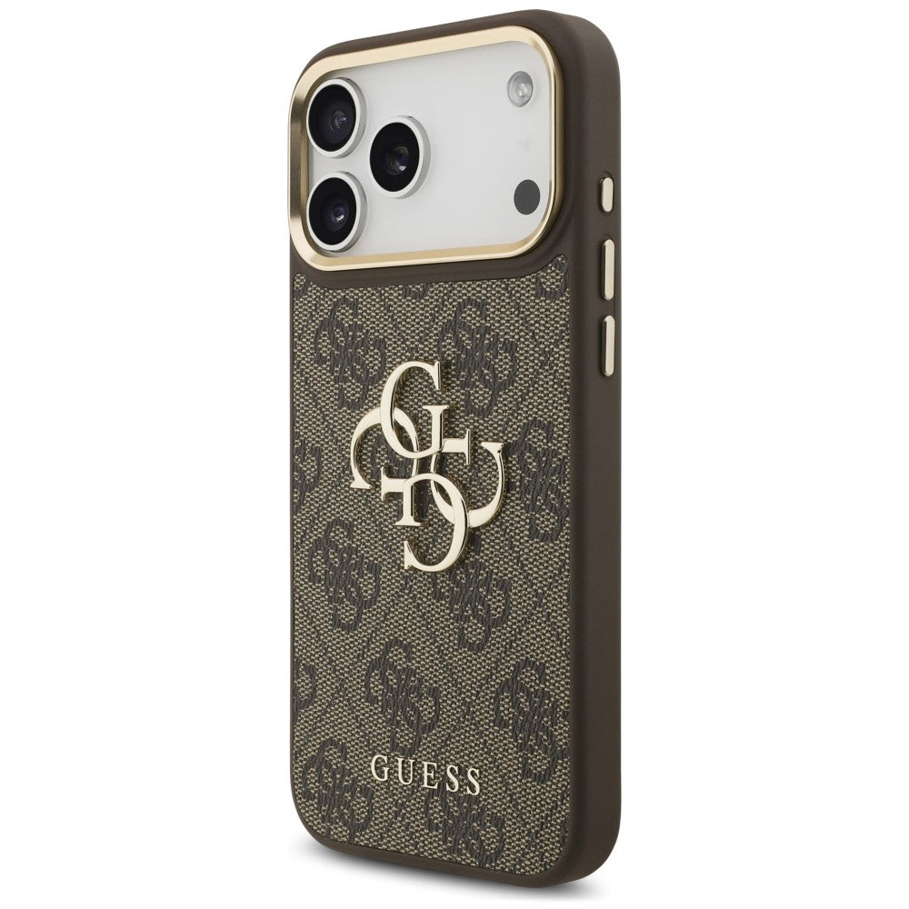 Custodia per Apple iPhone 18 Pro Max / 17 Pro Max, Guess, Big 4G Classic Logo & Big Strap Metal Buttons, Marrone