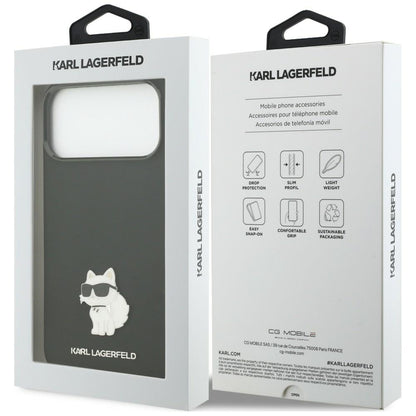 Custodia per Apple iPhone 18 Pro Max / 17 Pro Max, Karl Lagerfeld, Choupette Metal Pin, nera