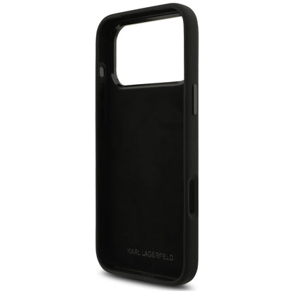 Custodia per Apple iPhone 18 Pro Max / 17 Pro Max, Karl Lagerfeld, Choupette Metal Pin, nera