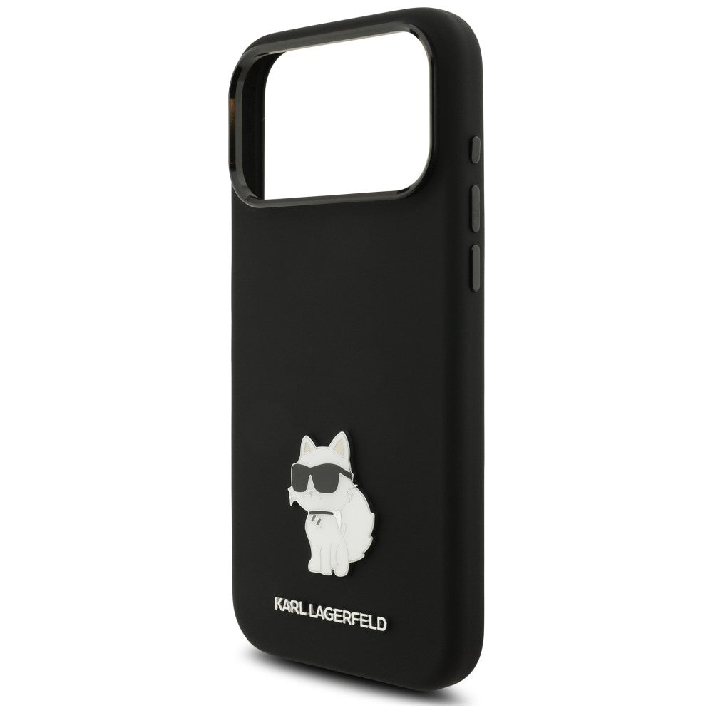 Custodia per Apple iPhone 18 Pro Max / 17 Pro Max, Karl Lagerfeld, Choupette Metal Pin, nera