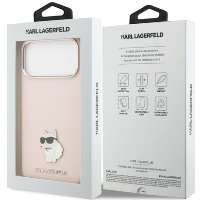 Case for Apple iPhone 18 Pro Max / 17 Pro Max, Karl Lagerfeld, Choupette Metal Pin, Pink