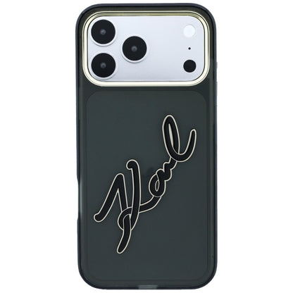 Custodia per Apple iPhone 18 Pro Max / 17 Pro Max, Karl Lagerfeld, IML Big Signature Resina Logo Cornice Metallica, Nera