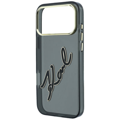Custodia per Apple iPhone 18 Pro Max / 17 Pro Max, Karl Lagerfeld, IML Big Signature Resina Logo Cornice Metallica, Nera