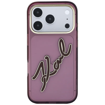 Custodia per Apple iPhone 18 Pro Max / 17 Pro Max, Karl Lagerfeld, IML Big Signature Resina Logo Cornice Metallica, Vinaccia