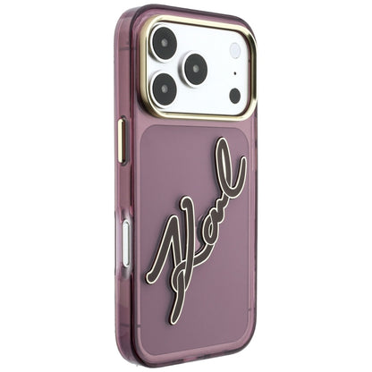 Custodia per Apple iPhone 18 Pro Max / 17 Pro Max, Karl Lagerfeld, IML Big Signature Resina Logo Cornice Metallica, Vinaccia