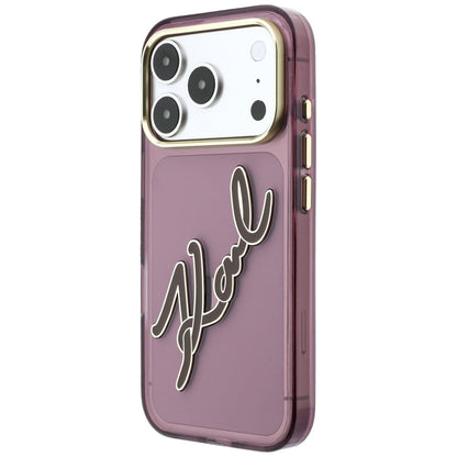 Custodia per Apple iPhone 18 Pro Max / 17 Pro Max, Karl Lagerfeld, IML Big Signature Resina Logo Cornice Metallica, Vinaccia