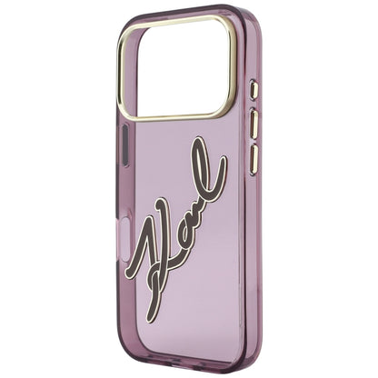 Custodia per Apple iPhone 18 Pro Max / 17 Pro Max, Karl Lagerfeld, IML Big Signature Resina Logo Cornice Metallica, Vinaccia
