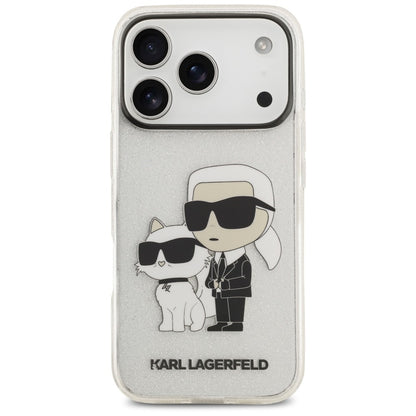 Case for Apple iPhone 18 Pro Max / 17 Pro Max, Karl Lagerfeld, IML Glitter Karl and Choupette NFT, Transparent