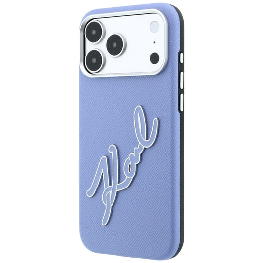 Custodia per Apple iPhone 18 Pro Max / 17 Pro Max, Karl Lagerfeld, Logo Signature in Resina Liscia Grande, Blu
