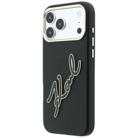 Custodia per Apple iPhone 18 Pro Max / 17 Pro Max, Karl Lagerfeld, Smooth Big Resin Signature Logo, Nera