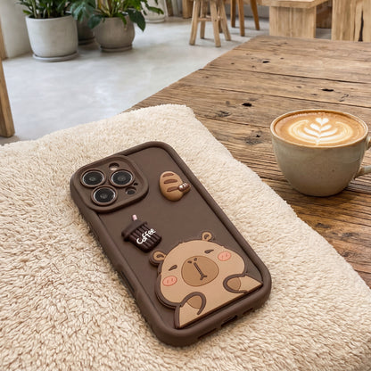 Custodia per Apple iPhone 13, OEM, Ultra Trendy 3D Capybara, Marrone
