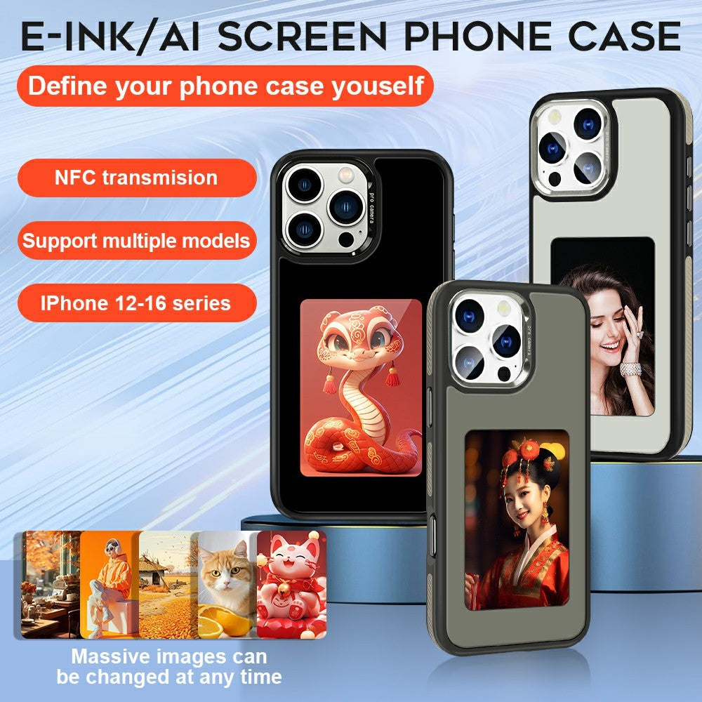 Custodia per Apple iPhone 15 Pro, OEM, Display Personalizzato E-Ink (4 pollici), Nera