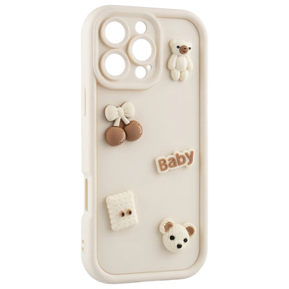 Custodia per Apple iPhone 12, OEM, Ultra Trendy 3D Bear, Beige