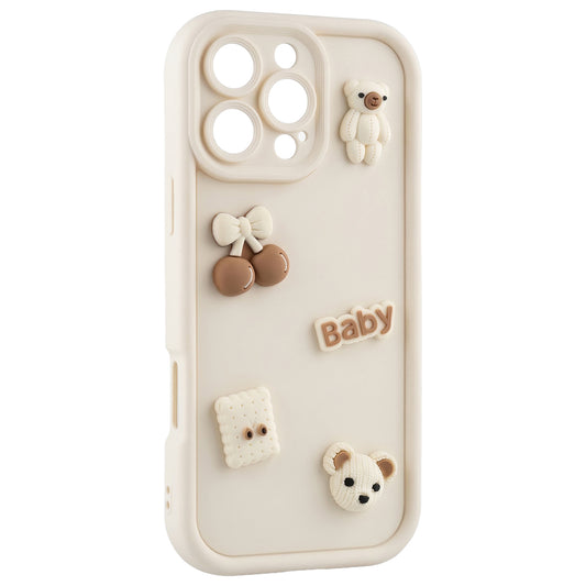 Custodia per Apple iPhone 14, OEM, Ultra Trendy 3D Bear, Beige