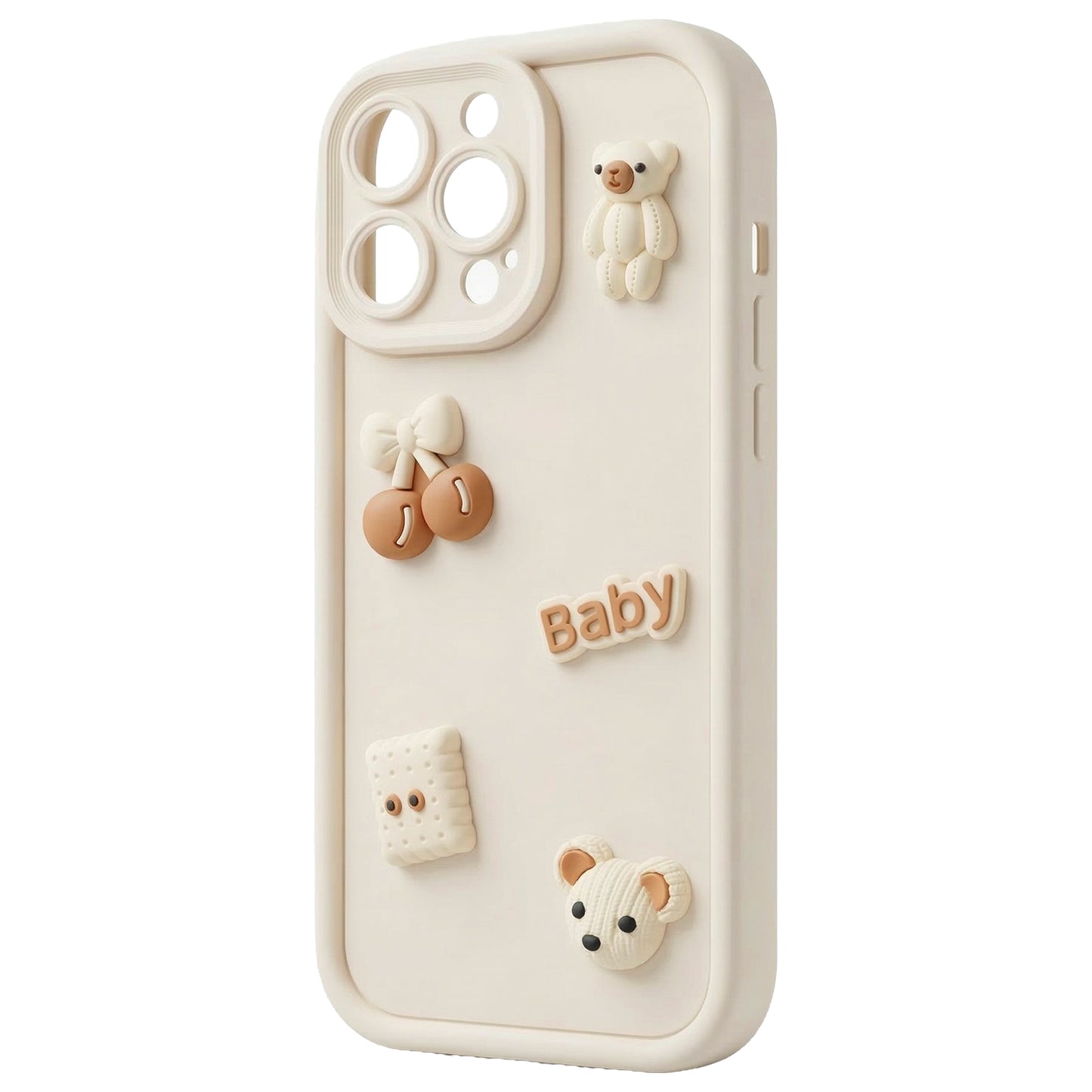 Custodia per Apple iPhone 16, OEM, Ultra Trendy 3D Bear, Beige