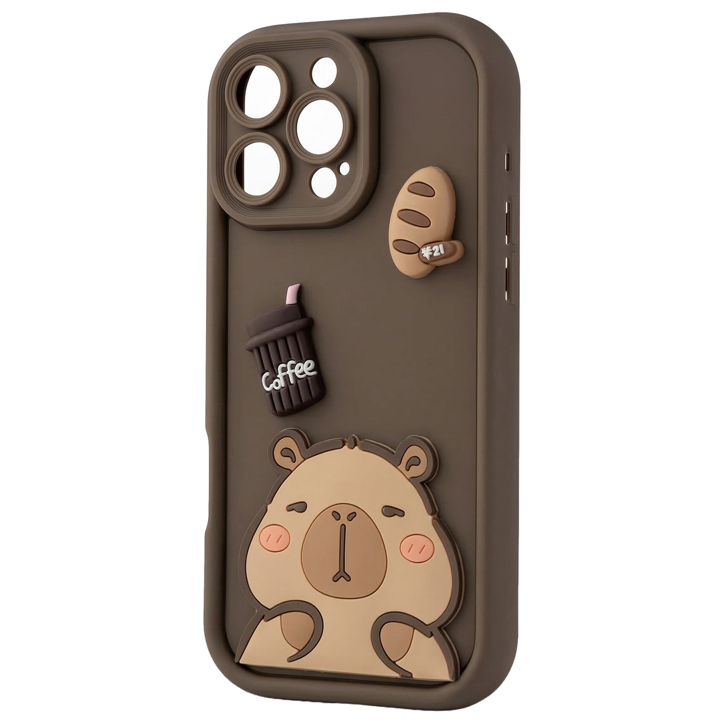 Custodia per Apple iPhone 14, OEM, Ultra Trendy 3D Capybara, Marrone