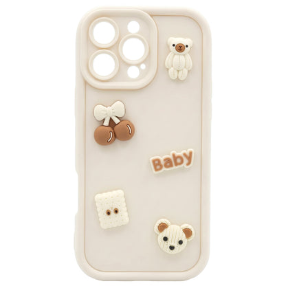 Custodia per Apple iPhone 13, OEM, Ultra Trendy 3D Bear, Beige