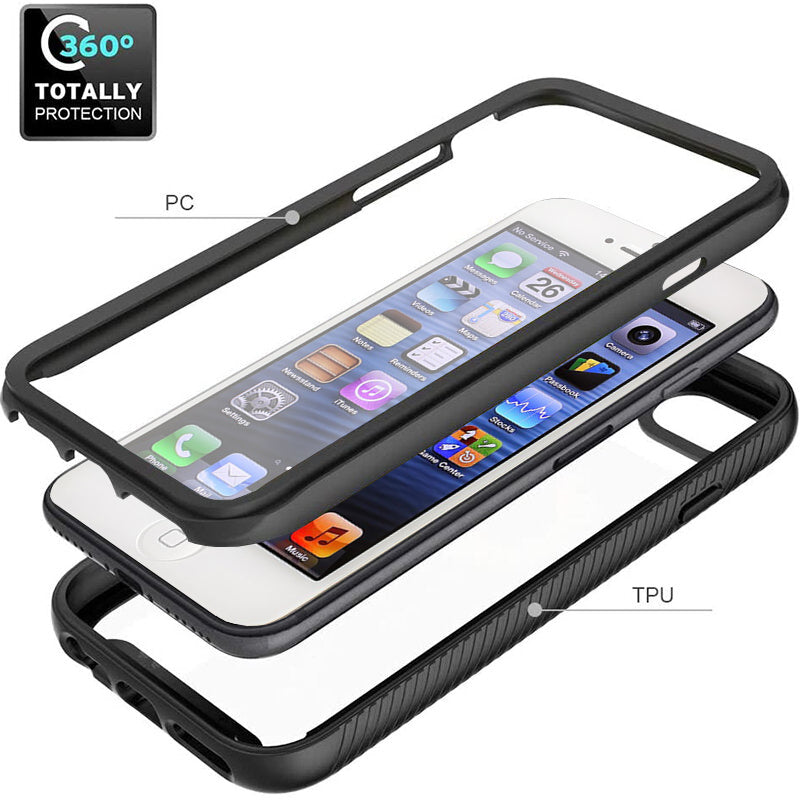 Custodia per Apple iPhone SE (2016) / 5 / 5s, Techsuit, Defense360 Pro, Nera