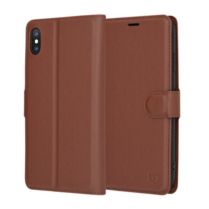 Case for Apple iPhone XS Max, Techsuit, Leather Folio, Brown