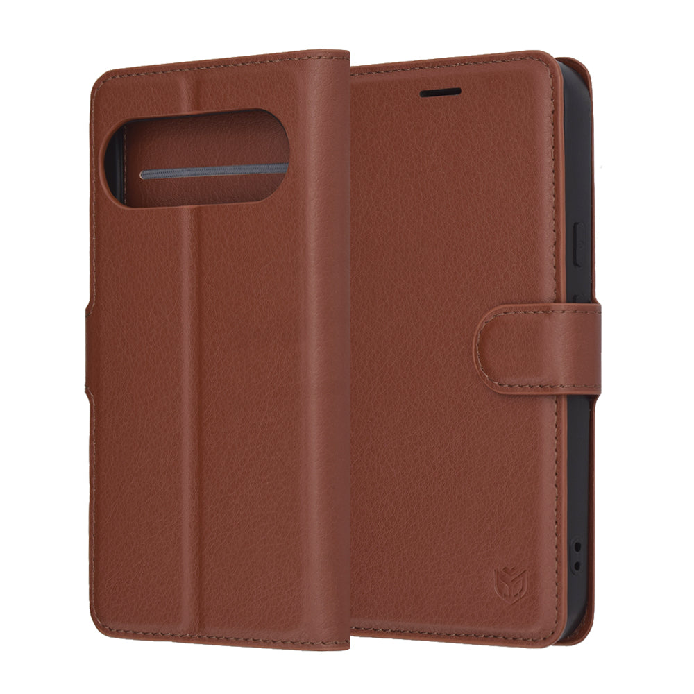 Case for Google Pixel 10 Pro / 10, Techsuit, Leather Folio, Brown
