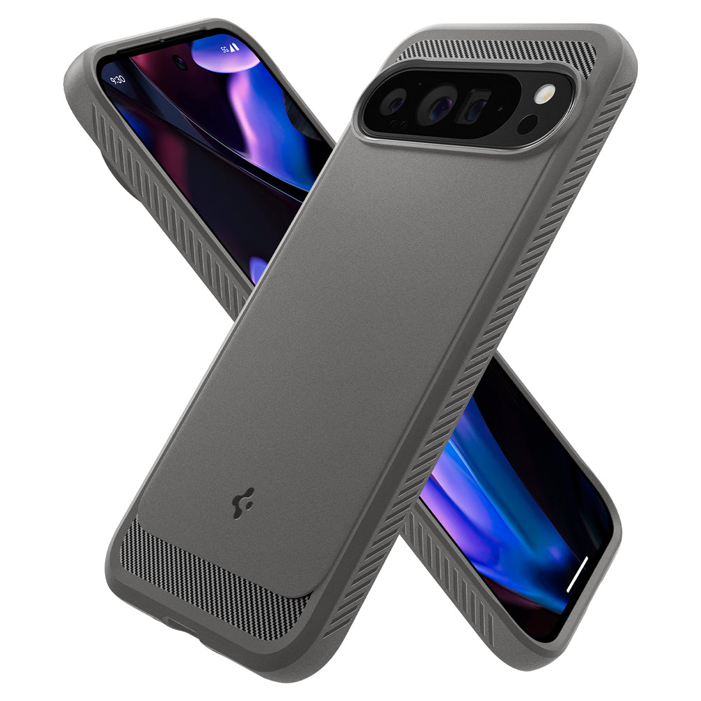 Custodia per Google Pixel 9 Pro XL, Spigen, Rugged Armor, Grigio ACS07784