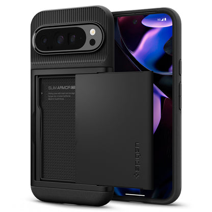Custodia per Google Pixel 9 Pro XL, Spigen, Slim Armor CS, Nera ACS07729