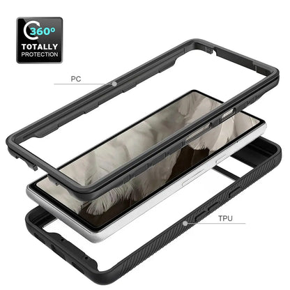 Custodia per Google Pixel 7a, Techsuit, Defense360 Pro, Nera